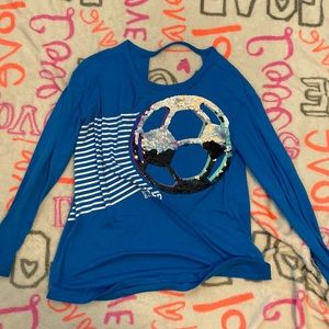 Justice soccer flip sequins shirt kids size 12